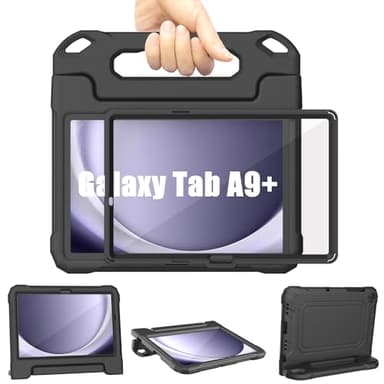Samsung Galaxy Tab A9+ Plus Hülle Kinder 11 Zoll 2023, TrendGate Leichtes Stoßfeste A9 Plus Hülle Integrierter Displayschutz mit Griffständer für Galaxy Tab A9+ 11'' (SM-X210/X216/X218) - Schwarz