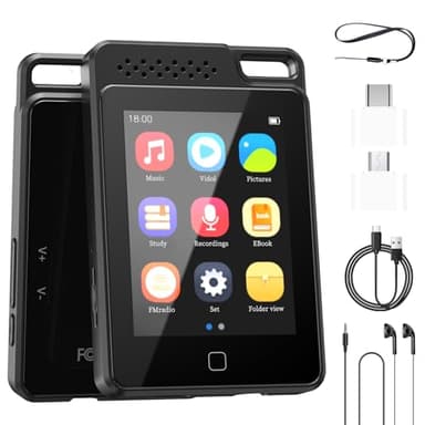BOOTEEK MP3 Player Eingebaut 64 GB mit 2,4" Voller Touchscreen Tragbarer Musik Player mit Bluetooth 5.0 HiFi MP3 mit Lautsprecher/E-Book/Video/FM-Radio/Recorder, TF-Karte Erweiterbar auf 128 GB