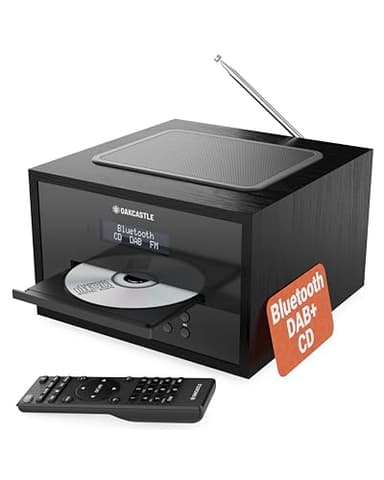 DAB Radio mit CD Player | Bluetooth Stereoanlage mit 40W Lautsprechern | Kompaktanlage mit DAB+, UKW & 99 Senderspeichern | Musikanlage mit USB, AUX & Fernbedienung | Oakcastle DAB400