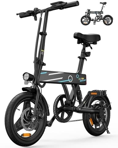 Finbike E Bike für Erwachsene 250W Motor, 25km/h Ebike Klapprad, 14 Zoll EBike Herren mit Smart Uphill, 280.8Wh Batterie, Elektrofahrrad mit 25 Miles PAS Reichweite, Mini E Fahrrad für Damen