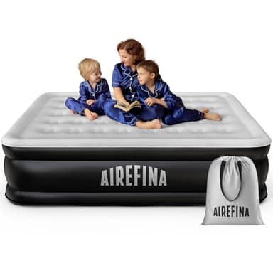 Airefina Luftbett 2 Personen mit Integrierter Pumpe, Luftmatratze Selbstaufblasend in 3 Minute, Premium Gästebett, Aufblasbare Matratze für Camping & Heimgebrauch - 203 x 152 x 46cm