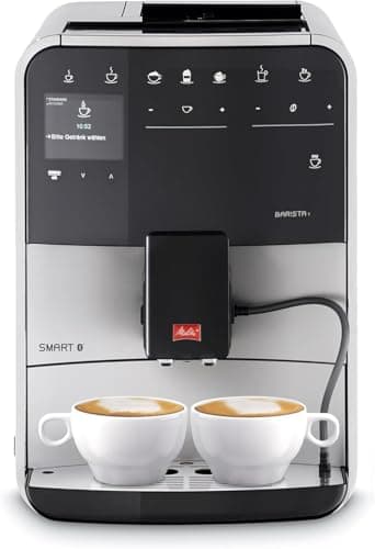 Melitta Barista T Smart - Kaffeevollautomat mit Milchsystem, Kaffeemaschine mit Mahlwerk, für z. B. Cappuccino oder Espresso, App Steuerung möglich, schwarz/silber