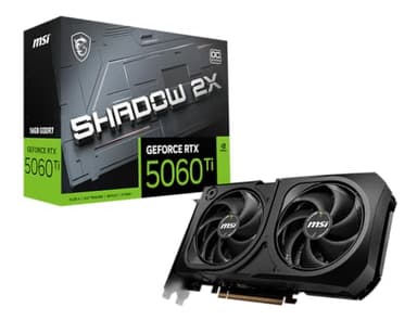 MSI GeForce RTX 5060 Ti 16G Shadow 2X OC Plus - 16GB GDDR7 (28Gbps/128-bit), PCIe 5, Boost: 2602 MHz, HDMI 2.1b, DisplayPort 2.1b, Metall Rückplatte