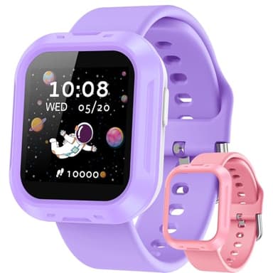 Parsonver Smartwatch Kinder für 6-16 Jahre, IP68 Kinderuhr Fitness Tracker für Mädchen mit Gewohnheitsbildung, Herzfrequenz, Schlafmonitor, 20 Sportmodi, Mädchen, Pink & Lila