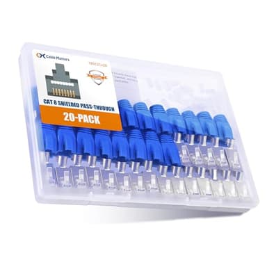 Cable Matters 20er-Pack 23-24AWG Netzwerkstecker Cat8 Cat7 Cat6A Pass Through (RJ45 Stecker/Durchgangsstecker RJ45 Cat 8) - NICHT kompatibel mit 22AWG-Kabel
