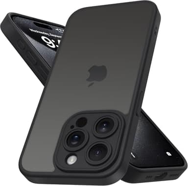 Mootobo für iPhone 15 Pro Hülle mit Kameraobjektiv, 10FT Military Grade Drop Protection Handyhülle mit Anti-Fingerprint Matte Back 6,1 Zoll - Schwarz