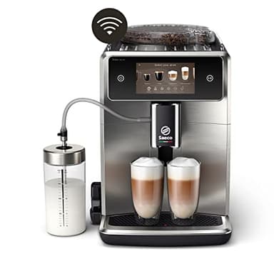 Saeco Xelsis Deluxe Kaffeevollautomat – WLAN-Konnektivität, 22 Kaffeespezialitäten, Intuitives 5"-Touchdisplay, 8 Benutzerprofile, Keramikmahlwerk (SM8785/00)
