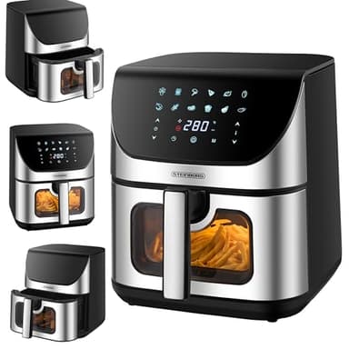 Heißluftfritteuse | 8 Liter | Heissluftfritteuse | 4 in 1 Mini Backofen | Fritteuse | Dörrautomat | Grillen Backen Dörren Frittieren | Friteuse ohne Öl | Air Fryer | Heißluftofen | Heißluftgrill