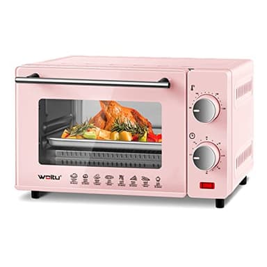WOLTU Minibackofen 10 Liter, 650 Watt Toasterofen, kleiner elektrischer Backofen, 100-230 °C, 60 Min., Ober- und Unterhitze, mit Backblech Grillrost Entnahmegriff, Rosa