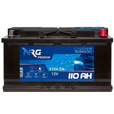 NRG Premium Autobatterie 12V 110AH 910A/EN Starterbatterie ersetzt 100AH 95AH Batterie absolut wartungsfrei
