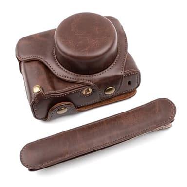 MUZIRI KINOKOO Fuji X100VI Kameratasche, PU-Leder-Schutzhülle für Fujifilm Fuji X100VI Kamera mit verstellbarem Schultergurt, einfach zu tragende X100VI-Hülle für zusätzlichen Halt der Kamera – Kaffee