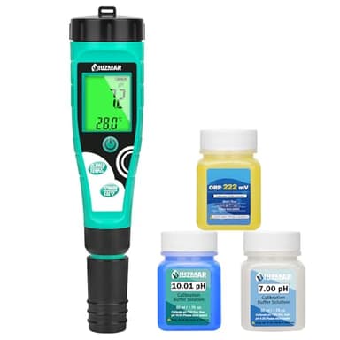 UIUZMAR Pool Chlor und pH Messgerät, Digitales Salzgehalt und ORP Messgerät, 7 in 1 Wassertester misst pH-Wert, Freies Chlor, Salz, ORP, EC, TDS und Temperatur für Aquarien, Hydroponik und Whirlpools