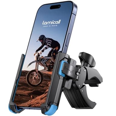 Lamicall Handyhalterung Motorrad, Fahrrad Handyhalter - [1s-Sperre] Handy Fahrradhalterung für Kamera, 360° Drehbare Universal Handy Halterung Fahrradlenker für iPhone 17 16 15 14, Samsung, Smartphone
