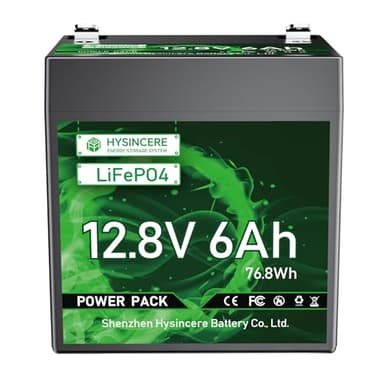 HYSINCERE 12V 6Ah LiFePO4 Lithium Batterie mit 10A BMS-Intelligent Schutz, Wiederaufladbare Akku 3000+ Deep Cycle für Notstrombeleuchtung, Fischfinder, Camping, Rasenmäher, Solarpanel, Wohnmobile