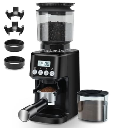Homtone Kaffeemühle Elektrisch für Siebträger und Behälter, 51 Mahlstufen Kaffeemühle Siebträger Elektrisch, Automatische Kaffeemühle für Drip/Pour Over/Cold Brew/French Press, Schwarz