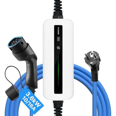 astoneves Typ 2 Ladekabel, Mobile EV Ladegerät Modus 2 10/16A Elektroauto Ladekabel mit Schuko Stecker für IEC 62196-2 Standard Elektrofahrzeug (6m Kabel, 220-240V, Max 3,6kW) (10/16A Display)