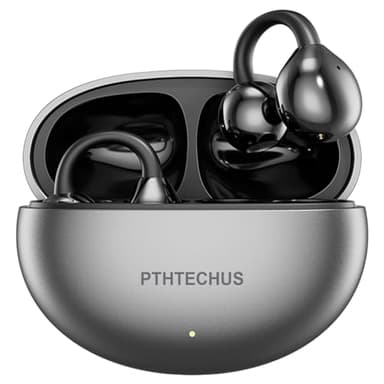 PTHTECHUS Open Ear Kopfhörer Bluetooth, Open-Ear-Clip Kabellose Kopfhörer mit 4,3g Lightweight, Bluetooth 5.4 Clip On Kopfhörer, Komfort-Ohrhörer, 65 Std Laufzeit für Sport Arbeit Studium (Schwarz)