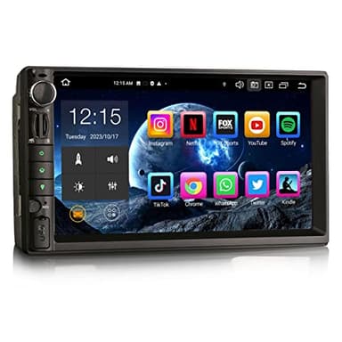 Erisin 7 Zoll Doppel Din Android 13 Autoradio Bluetooth 5.0 Navi GPS Unterstützt Wireless Carplay Android Auto DSP WiFi 4G DAB+ OBD2 TPMS USB DVB-T2 FM Radio RDS Bildschirm【8-Kern 4GB RAM+64GB ROM】