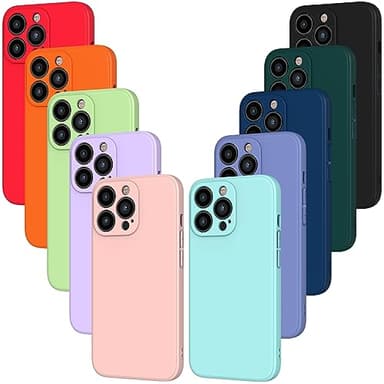 ivoler 10 Stück Silikon Hülle Kompatibel für iPhone 15 Pro 6.1 Zoll mit Kameraschutz, Ultra Dünne Leichte Weiche Stoßfest Schutzhülle Flexible TPU Matte Handyhülle Kratzfest Case Cover - 10 Farben