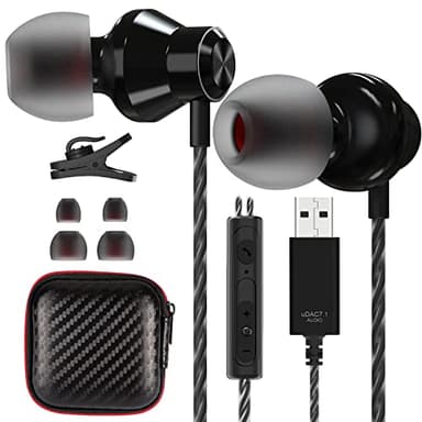USB Kopfhörer PC 2.5M,ACAGET PC Headset USB Ohrhörer mit Kabel und Mikrofon, Gaming Headset Ohrhörer Semi In Ear HiFi Stereo Noise Cancelling Kopfhörer für PS 4/5/Computer/PC/Mac/Laptop/für Chromebook