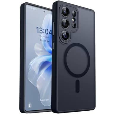 CANSHN für Samsung Galaxy S25 Ultra Hülle mit Kameraschutz für Magsafe (TOP Militärschutz & Magnetkraft) Extrem Haltbarkeit Handyhülle S25 Ultra Case - Transluzente Matt Schwarz