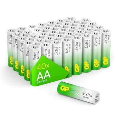 GP Extra Alkaline Batterien AA 1,5V Longlife G-TECH Technologie | 40 Stück R6 Batterien Mignon Vorratspack AA Batterien