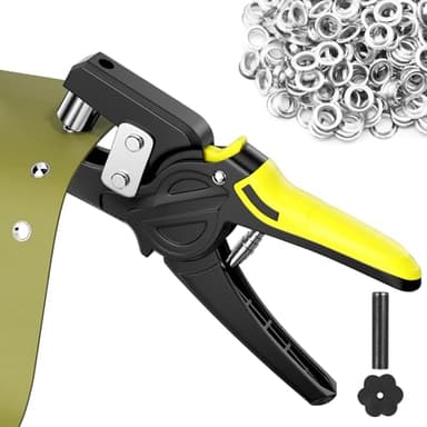 Nicrulp Profi Ösenzange Set (Ø 10mm) mit 500 Ösen, Planenösen Set, Magnetische Ösenpresse, Lochzangen Kit, Ösen Werkzeug Set, Lochstanzer, für Planen Stoffe Leder Gürtel Awnings Karton