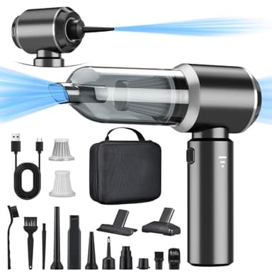 2-in-1 Handstaubsauger Akku,18000PA Handstaubsauger Kabellos,Auto Staubsauger Stark,3-Gang 200000 U/min Elektrische Staubgebläse Druckluftspray für Auto, Küche,PC, Sofa, Büro, Haus& Tierhaar Reinigung