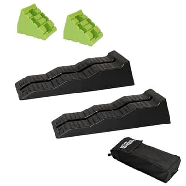 TRUTZHOLM 2 x Auffahrkeil Stufenkeil Ausgleichskeil mit extra Block 56 x 20 x 13 cm Kunststoff hochbelastbar 5 t Tragkrfat für Wohnmobil Camper PKW SUV rutschfester Keil