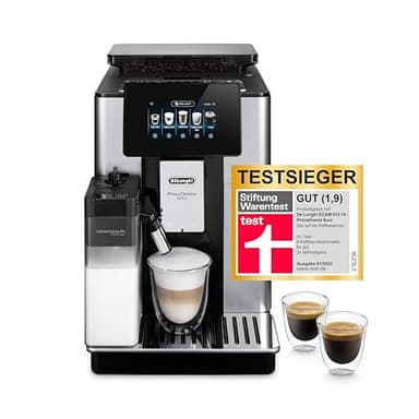 De’Longhi PrimaDonna Soul – Perfetto Kaffeevollautomat mit LatteCrema-Milchaufschäumer, 18 One-Touch-Getränke, Touch-Display, Silber-Schwarz (ECAM612.55.SB)
