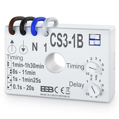 ELEKTROBOCK CS3-1B Zeitrelais, Nachlaufrelais 230 V, Für Lüfter & Beleuchtung, Unterputz-Einbau mit Kabelverbindungen