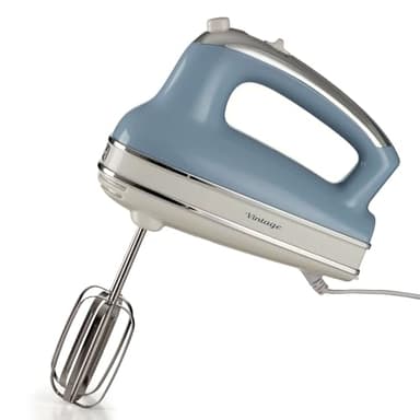 Ariete Vintage, Multifunktions-Handmixer 1548, 5 Geschwindigkeiten, Turbo-Funktion, 2 Edelstahlrührbesen zum Schlagen und Kneten, Geeignet für Kuchen- und Pizzateig und Schlagsahne, 450W, Himmelblau