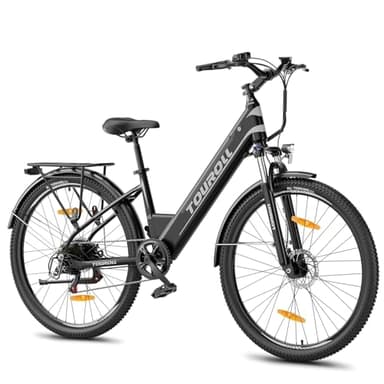 Touroll J1 ST 27,5" E Bike, Elektrofahrrad Trekkingrad E-Bike Herren Damen mit 561.6Wh Akku,100km Reichweite, 250W Motor, E-Fahrrad mit 7-Gang-Getriebe, Pedelec Citybike EBike für Erwachsene
