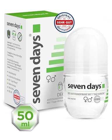 seven days Antitranspirant 50ml, Roll On gegen Schweiß [Langzeitschutz - Bis 7 Tage] Antitranspirant starkes schwitzen, Anti Transpirant Herren & Frauen Deo, Mittel gegen Schwitzen, Anti Schweiß
