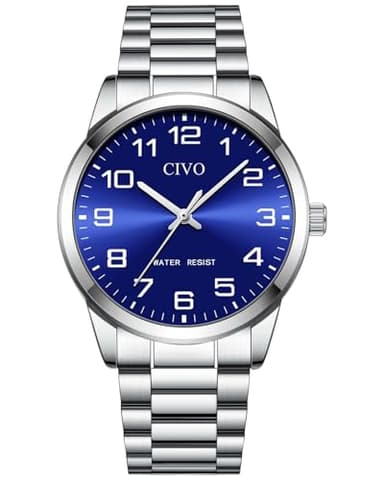 CIVO Uhr Silber Armbanduhr Herren: Quarz Analog Leicht Lesbare Casual Herrenuhr - Edelstahl Wasserdicht Uhren Herren