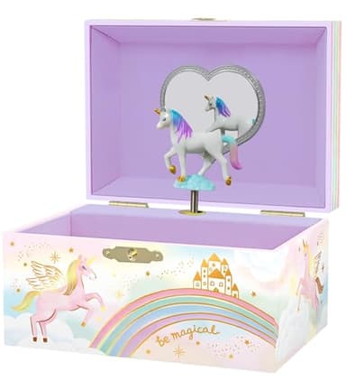 Musikalisches Schmuckkästchen für Kinder – Kinderspieluhr mit drehendem Einhorn, Einhorn-Geburtstagsgeschenke für kleine Mädchen, 15,2 x 11,8 x 8,9 cm – Alter 3–10