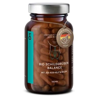 BIO Jod Selen Komplex Kapseln für die Schilddrüse - 150µg Jod aus aus Bio Kelp (Braunalgen) mit Selen aus Bio Senfsamen - Pflanzlich, Hormonfrei & Vegan - 120 Kapseln - Vorrat für 4 Monate