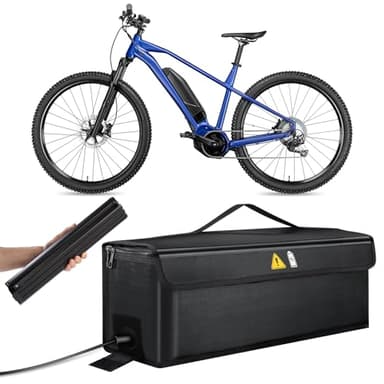 Adiwo Ebike Akku Tasche, Akku Tasche Wasserdicht Explosionssicher 3 Schichten Brandschutz Feuerfest Akku Tasche bis 500°C Ebike Akku Schutzhülle für Lagerung Transport Aufladung 49x15x15 cm