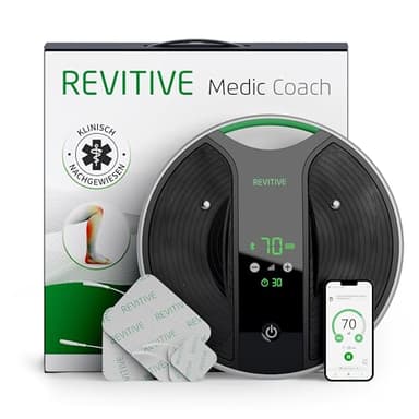 NEUER und VERBESSERTER Revitive Medic Coach mit App Durchblutungs-Stimulator - Maximale, medikamentenfreie Bein- und Knieschmerzlinderung, jetzt auch mit gezielter Knieschmerztherapie inklusive