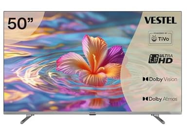 Vestel Fernseher 50 Zoll Smart TV Powered by TiVo, 4K UHD Fernseher mit Dolby Vision HDR, Dolby Atmos und integriertem Triple-Tuner, LED TV 50UT9840 schwarz