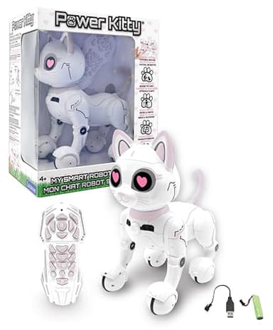 Lexibook - Power Kitty - Ferngesteuerte Roboter-Katze, programmierbarer intelligenter Roboter, Licht, Sound, weiß/rosa - KITTY01
