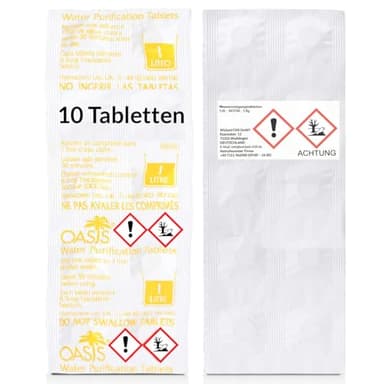 Wicked Chili 10 Stück 1 Liter Wassertabletten zur Trinkwasser Entkeimung, Wasseraufbereitung Entkeimungsmittel, Wasserentkeimung & Trinkwasseraufbereitung, Reiseapotheke Notfall Travel Ausrüstung