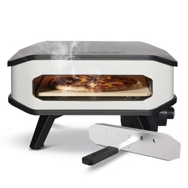cozze® 13" Elektro-Pizzaofen mit Pizzastein, 230V/2200W, Digitale Temperatursteuerung, inkl. Frontabdeckung, Schwarzes