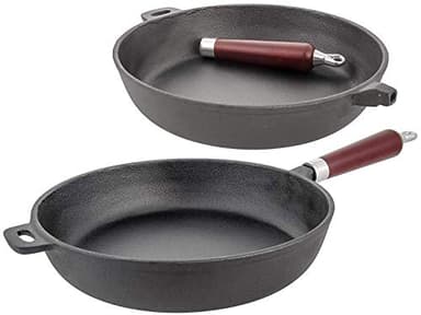 KING HOFF Kinghoff Hochwertige Premium-Gusseisen-Bratpfanne Master Class Non Stick mit abnehmbarem Griff. Sehr Solider, Stabiler Eisenguss (20 cm)