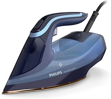 Philips Domestic Appliances Azur 8000 Serie Dampfbügeleisen - 55 g/min Dauerdampf, 240 g Dampfstoß, 3000 W, OptimalTEMP Technologie, SteamGlide Elite, Hellblau (DST8020/20)