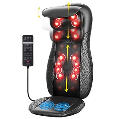 RENPHO Massagesitzauflage, Shiatsu Massageauflage Rückenmassagegerät mit DREI Massagezonen Wärmefunktion und Vibrationsmassage, Tiefenmassage Rollmassage für Nacken, Massagematte für Frauen, Männer