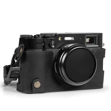 MegaGear Ever Ready Halbkameratasche aus echtem Leder, kompatibel mit Fujifilm X100VI (Schwarz)