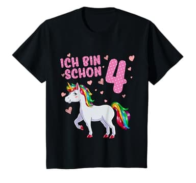 Ich Bin Schon 4 Jahre Einhorn Mädchen 4 Geburtstag Einhorn T-Shirt