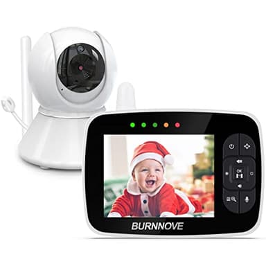 BURNNOVE Babyphone mit Kamera 3,5 Zoll Video Babyphone 355° Schwenk- & 120° Neigefunktion 2X Digitalzoom Nachtsicht Gegensprechfunktion ECO-Modus Schlaflieder Temperaturalarm