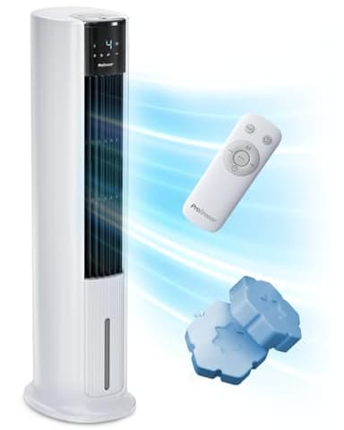 Pro Breeze OmniAir Turmventilator mit Wasserkühlung - Luftkühler mit Fernbedienung, 4 Modi, 4 Gebläsestufen - Ventilator leise - Mobile Klimaanlage ohne Abluftschlauch - Verdunstungskühler, 7L